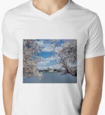 Thomas Jefferson Memorial with Cherry Blossoms Men's V-Neck T-Shirt