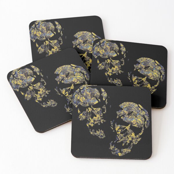 Item preview, Golden leaves in darkest skies abstract skulls designed and sold by TitaCris.