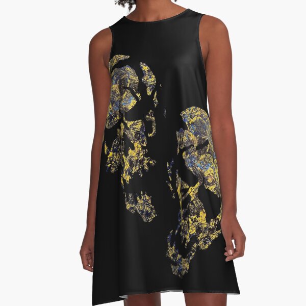 Item preview, Golden leaves in darkest skies abstract skulls designed and sold by TitaCris.