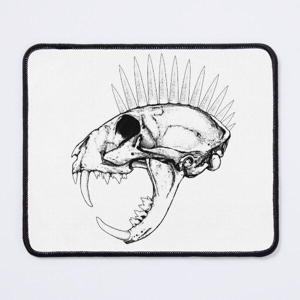 Item preview, Long-fanged Cat Skull with Spiked Mohawk designed and sold by RawSunArt.