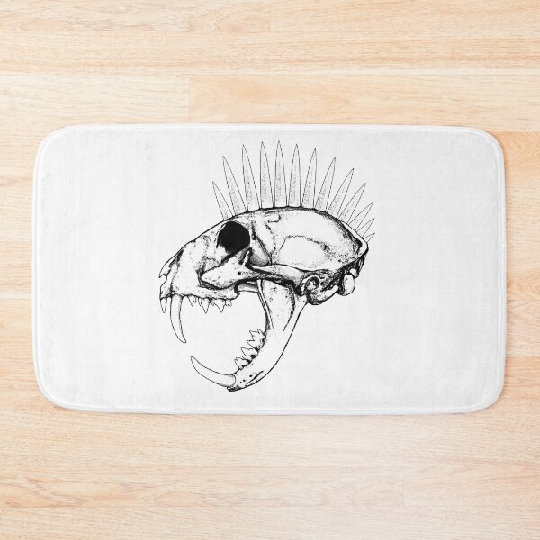 Item preview, Long-fanged Cat Skull with Spiked Mohawk designed and sold by RawSunArt.
