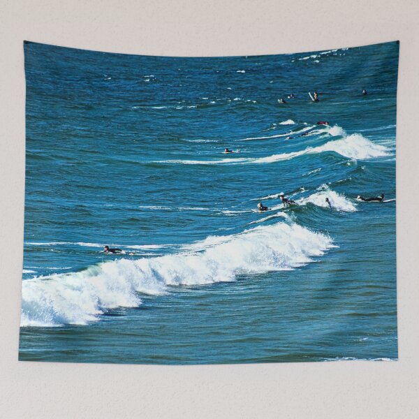 Item preview, Surfers Breaking Waves Seascape Aerial View designed and sold by worldways.