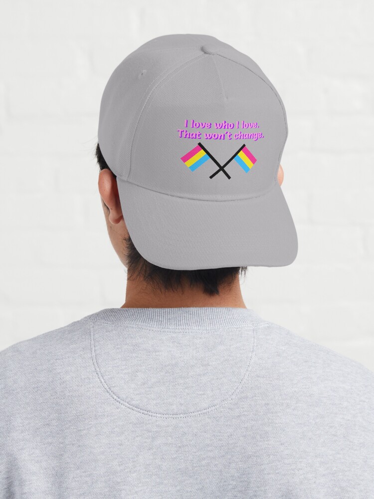 Alternate view of I Love Who I Love - Pansexual Flag Design Cap