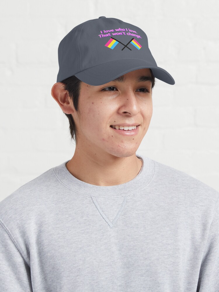 Alternate view of I Love Who I Love - Pansexual Flag Design Cap