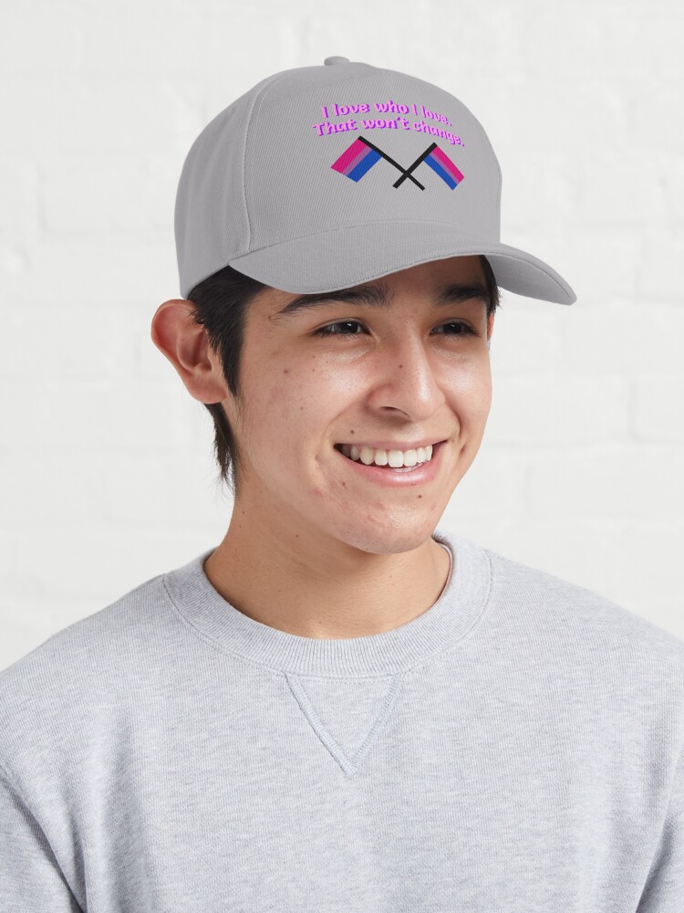 Alternate view of I Love Who I Love - Bisexual Flag Design Cap