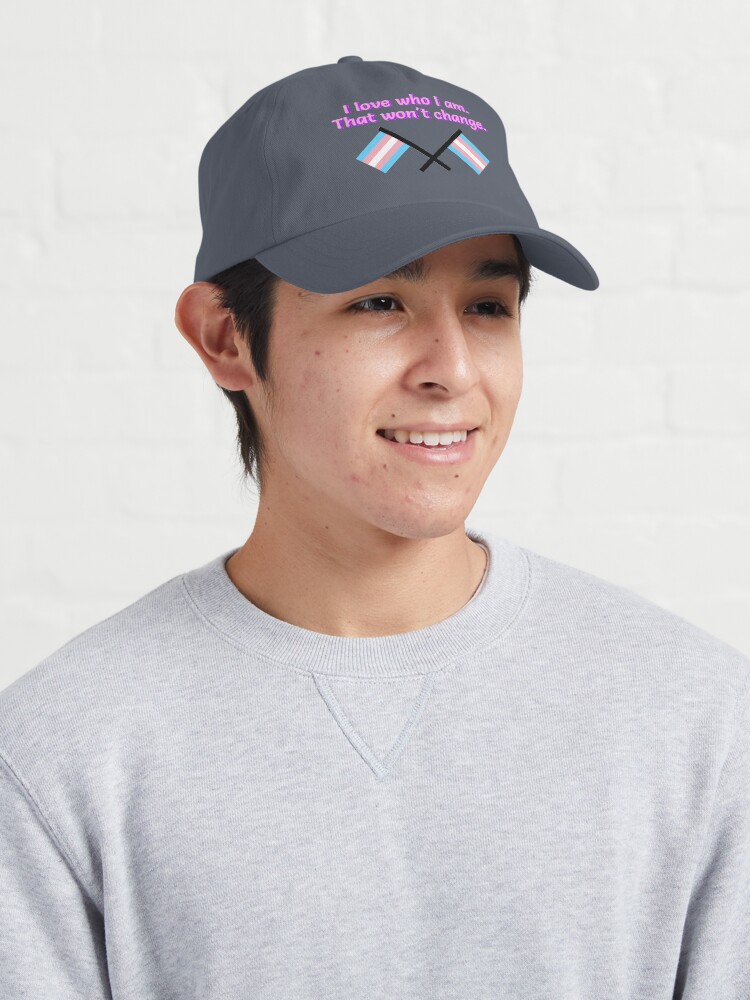Alternate view of I Love Who I Am. - Trans Flag Design Cap