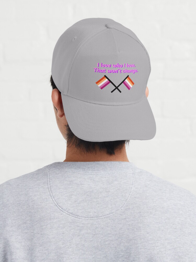 Alternate view of I Love Who I Love - Lesbian Flag Design Cap