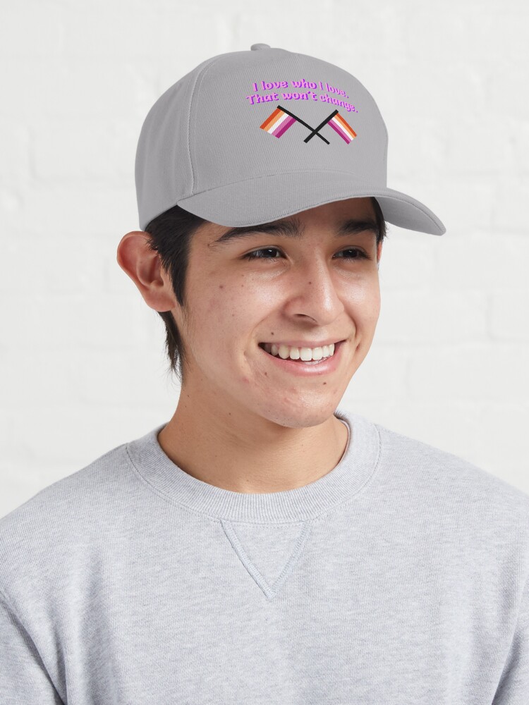 Alternate view of I Love Who I Love - Lesbian Flag Design Cap