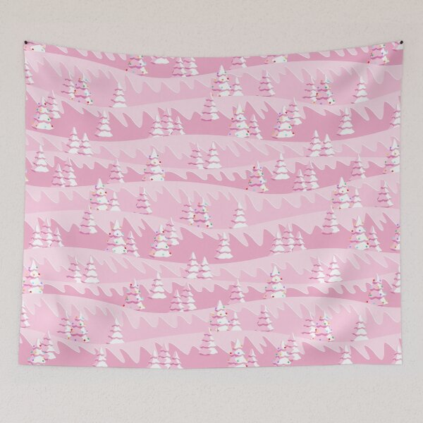 Item preview, Pink Retro Midcentury Christmas Trees Winter Landscape  designed and sold by WickedRefined - Nicole Demereckis.