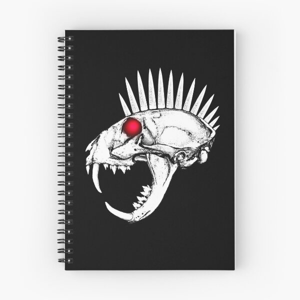 Item preview, Long-fanged Cat Skull with Spiked Mohawk and Red, Glowing Eyes designed and sold by RawSunArt.