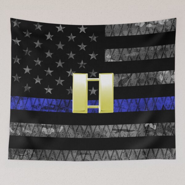 Item preview, (Gold) Captain Thin Blue Line Distressed Flag designed and sold by Jared Davies.