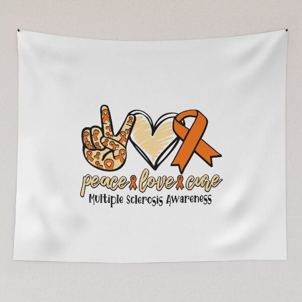 Item preview, peace love cure multiple sclerosis awareness - Peace sign - cancer awareness- Cancer Support Team designed and sold by Lastazizi.