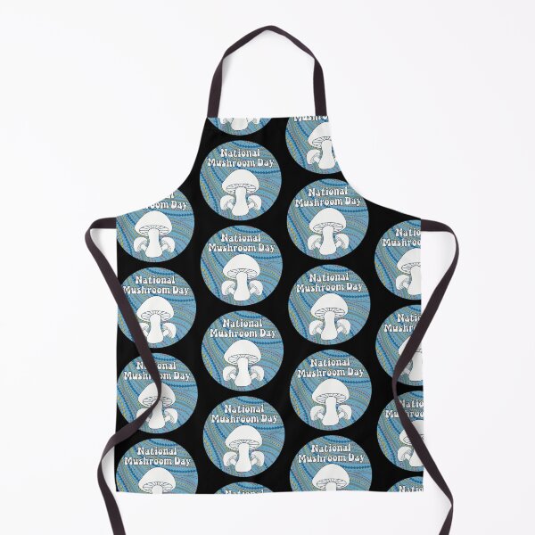 Item preview, National Mushroom Day - light blue background white letters round designed and sold by FlorenciaBliss.