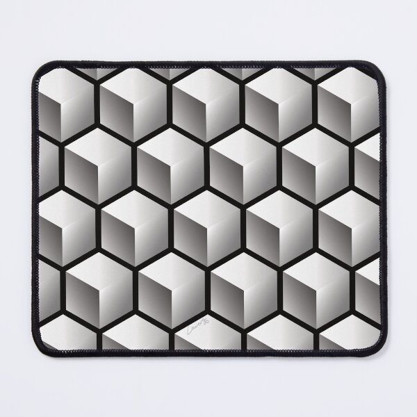 Item preview, 3D GRAY CUBE GEOMETRIC PATTERN on Black Background (v1GRAY on BLACK) © designed and sold by DesignsByLawerg.
