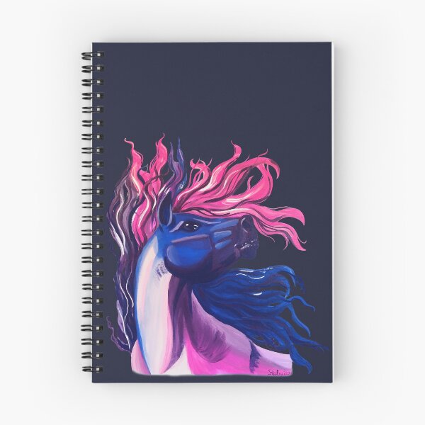 Aperçu de l'œuvre Tableau Cheval Sauvage Rose Violet et Bleu créée et vendue par Elizabeth Staley.