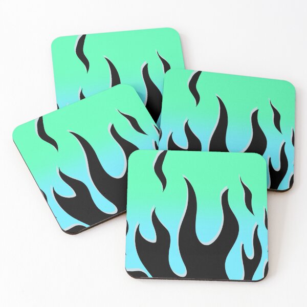 Item preview, mint green and blue flame print designed and sold by Star-designs1.