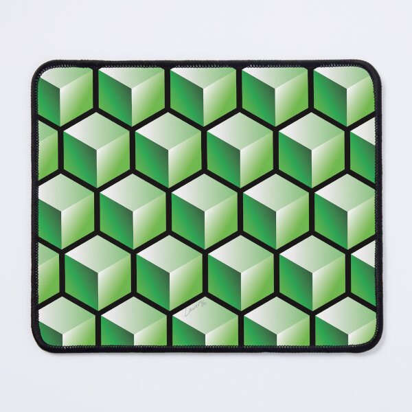 Item preview, 3D GREEN CUBE GEOMETRIC PATTERN on BLACK Background (v1GREEN on BLACK) © designed and sold by DesignsByLawerg.