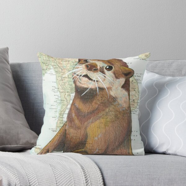 Item preview, Asian Small Clawed Otter on Map designed and sold by Elizabeth Staley.
