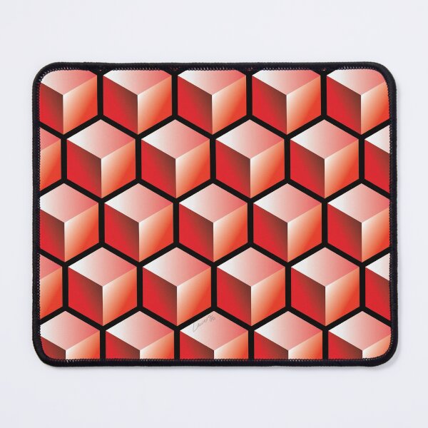 Item preview, 3D RED CUBE GEOMETRIC PATTERN on BLACK Background (v1RED on BLACK) © designed and sold by DesignsByLawerg.