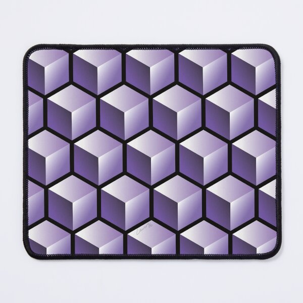Item preview, 3D PURPLE CUBE GEOMETRIC PATTERN on Black Background (v1PURPLE on BLACK) © designed and sold by DesignsByLawerg.