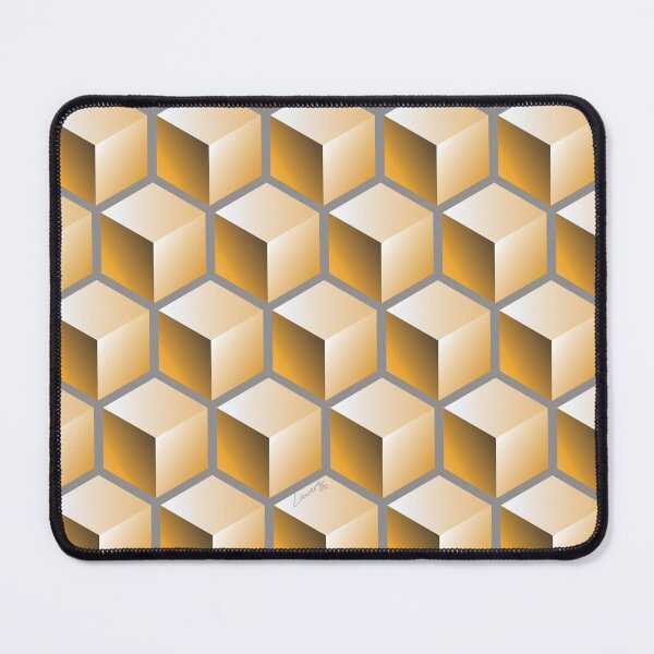 Item preview, 3D GOLD CUBE GEOMETRIC PATTERN on GRAY Background (v1GOLD on GRAY) © designed and sold by DesignsByLawerg.