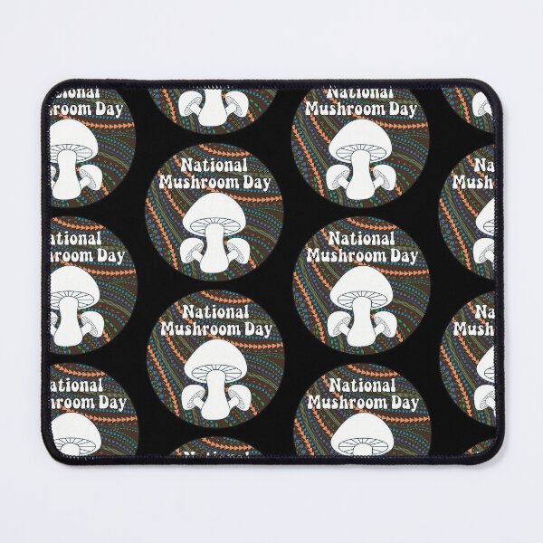 Item preview, National Mushroom Day - espresso brown background white letters round designed and sold by FlorenciaBliss.