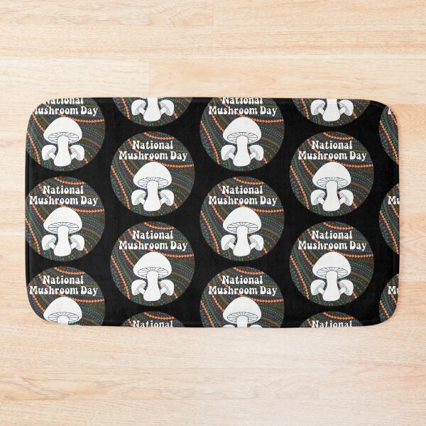 Item preview, National Mushroom Day - espresso brown background white letters round designed and sold by FlorenciaBliss.