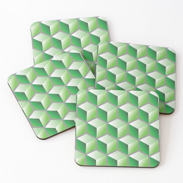 Item preview, 3D GREEN CUBE GEOMETRIC PATTERN on GRAY Background (v1GREEN on GRAY) © designed and sold by DesignsByLawerg.