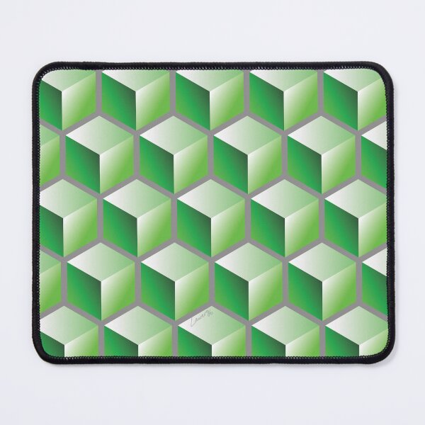 Item preview, 3D GREEN CUBE GEOMETRIC PATTERN on GRAY Background (v1GREEN on GRAY) © designed and sold by DesignsByLawerg.