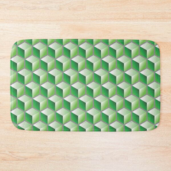 Item preview, 3D GREEN CUBE GEOMETRIC PATTERN on GRAY Background (v1GREEN on GRAY) © designed and sold by DesignsByLawerg.