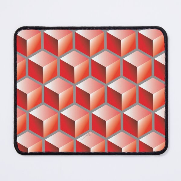Item preview, 3D RED CUBE GEOMETRIC PATTERN on GRAY Background (v1RED on GRAY) © designed and sold by DesignsByLawerg.