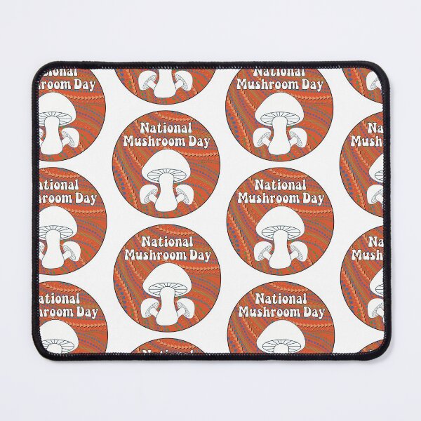Item preview, National Mushroom Day - orange background white letters round designed and sold by FlorenciaBliss.