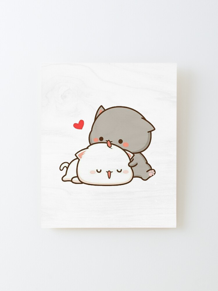 Coussin avec l'œuvre « ♥ Couple de ♥ Chatons ♥ Kawaii ♥ » de l'artiste  Zentenar