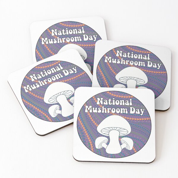Item preview, National Mushroom Day - purple background white letters round designed and sold by FlorenciaBliss.