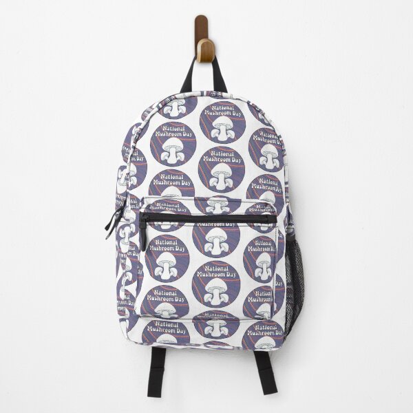 Item preview, National Mushroom Day - purple background white letters round designed and sold by FlorenciaBliss.