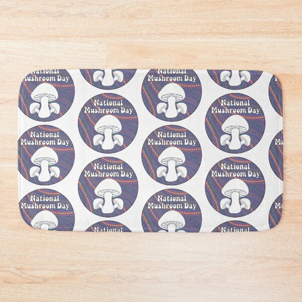 Item preview, National Mushroom Day - purple background white letters round designed and sold by FlorenciaBliss.