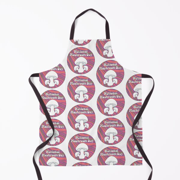 Item preview, National Mushroom Day - bubblegum pink background white letters round designed and sold by FlorenciaBliss.