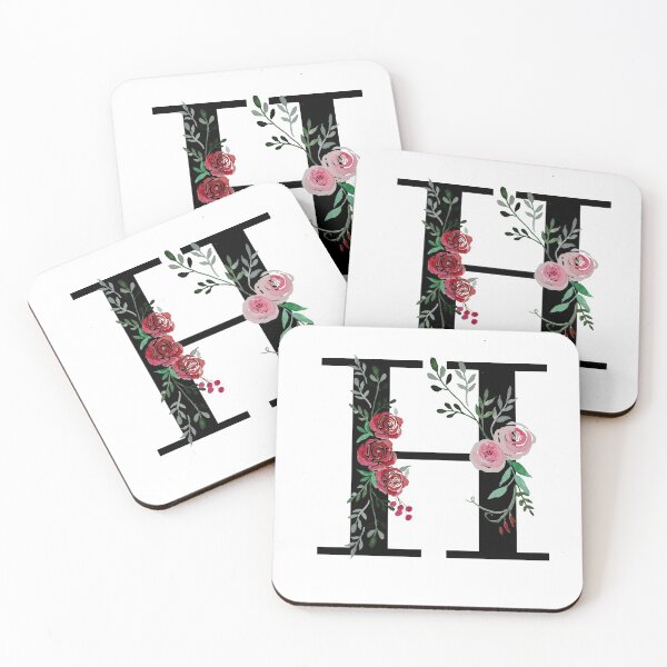 Item preview, Letter H Initials monogram floral designed and sold by Saba-Red-Ideas.