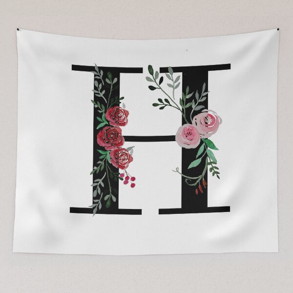 Item preview, Letter H Initials monogram floral designed and sold by Saba-Red-Ideas.