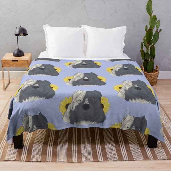 Item preview, Blue Pied American Bully with Sunflowers designed and sold by Ashley Gagnon.