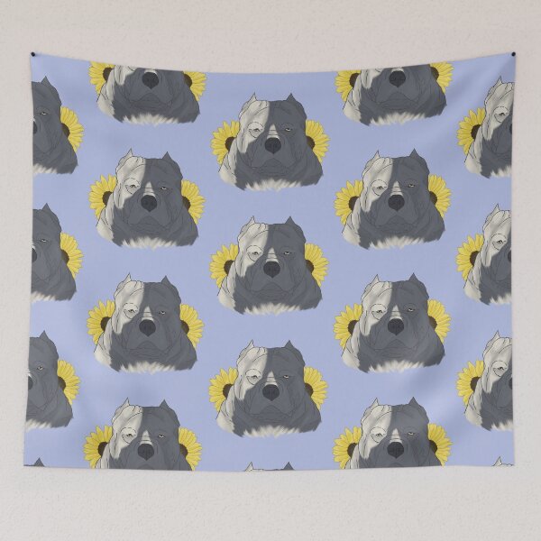 Item preview, Blue Pied American Bully with Sunflowers designed and sold by Ashley Gagnon.