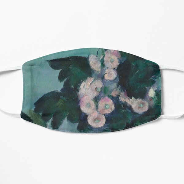 Pink Bloom impressionism green leaves with aqua background Flat Mask