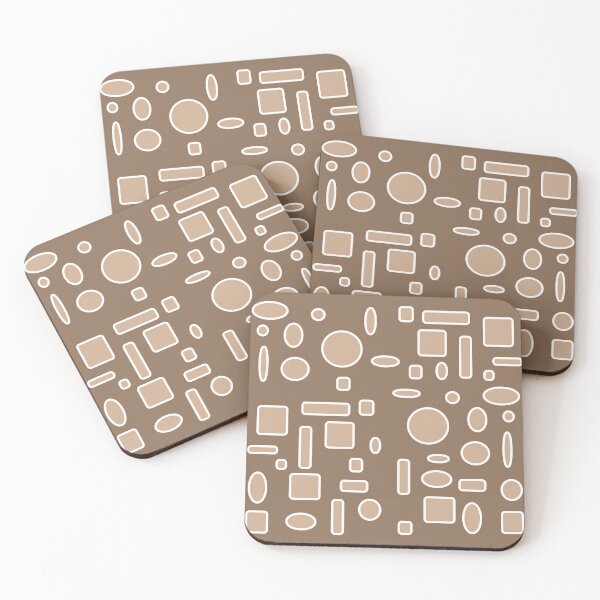 Item preview, All-Over Light Brown Circles, Oblong Shapes, Square Shapes on a Chocolate background Design designed and sold by ThisNThatImages.