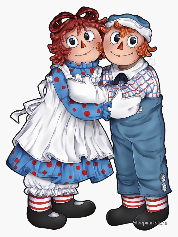 raggedy ann and andy (full shading) | Sticker