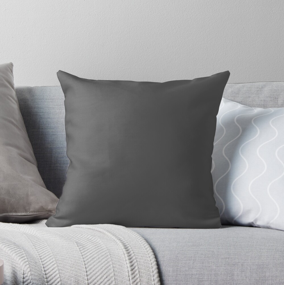 Plain Ash Grey, Dark Grey, Accent Grey, Charcoal, Sooty Grey, Forecast color Throw Pillow