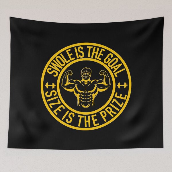 Item preview, Swole Is the Goal Size is the Prize Gym Workout Bodybuilding (Yellow) designed and sold by Gsallicat.