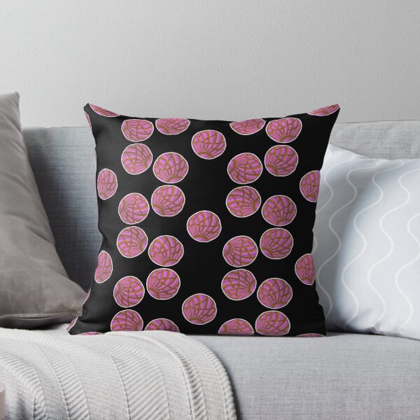 Pink Concha Pan Dulce Cookie Sticker Pack Pattern Throw Pillow