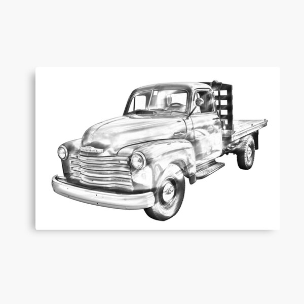 Item preview, 1950 Chevrolet Flat Bed Pickup Truck Illustration designed and sold by KWJphotoart.