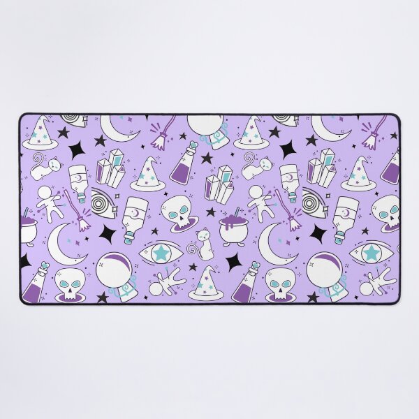 Purple Witchy Spooky Motif Desk Mat