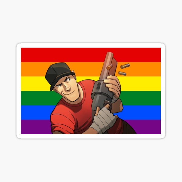 Scout Tf2 Rainbow Pride Flag Sticker For Sale By Jiggyjohnkramer